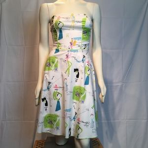 strapless fitted print dress size M